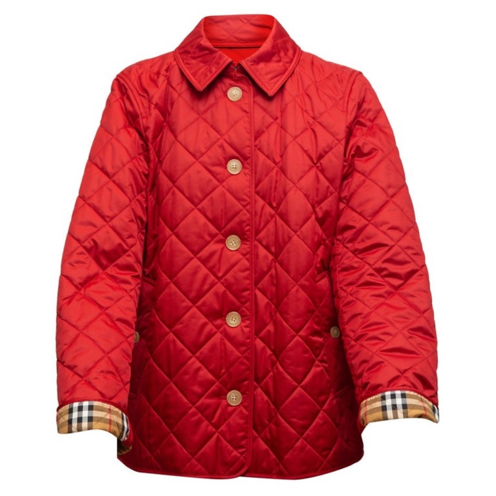 Burberry Red Quilted Nova Check-Lined Jacket